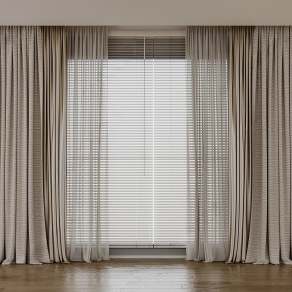 现代窗帘纱帘组合3D模型下载